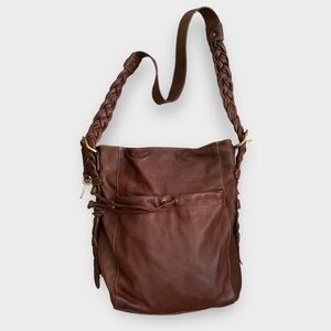Vintage Fossil Leather Messenger Hobo Bucket  Bag